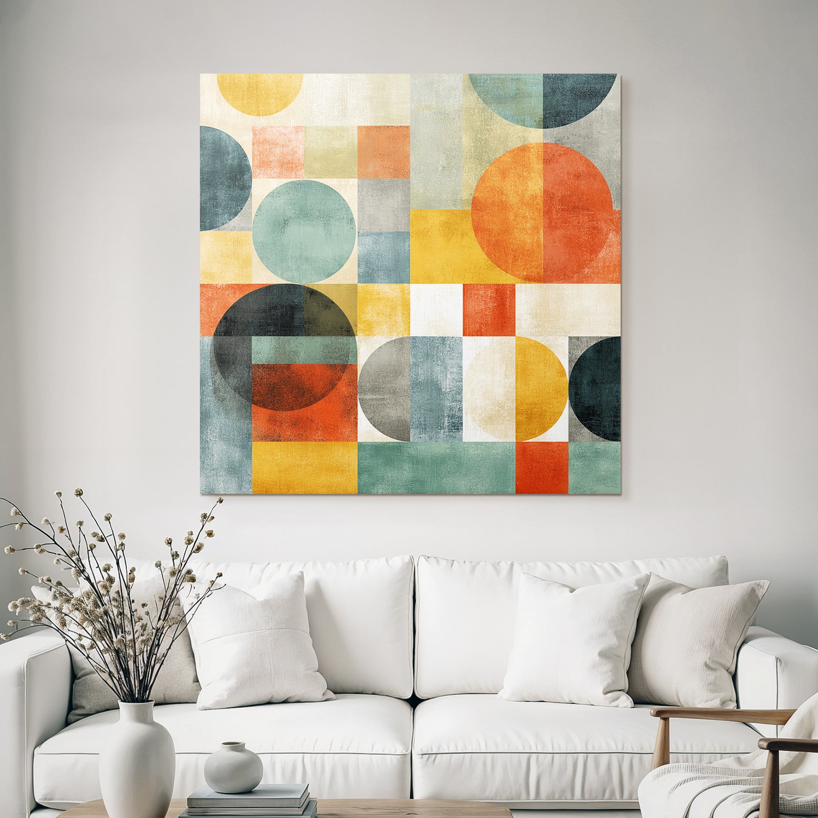 Abstraktes Design Kreise Quadrate Vielfaeltige Farben