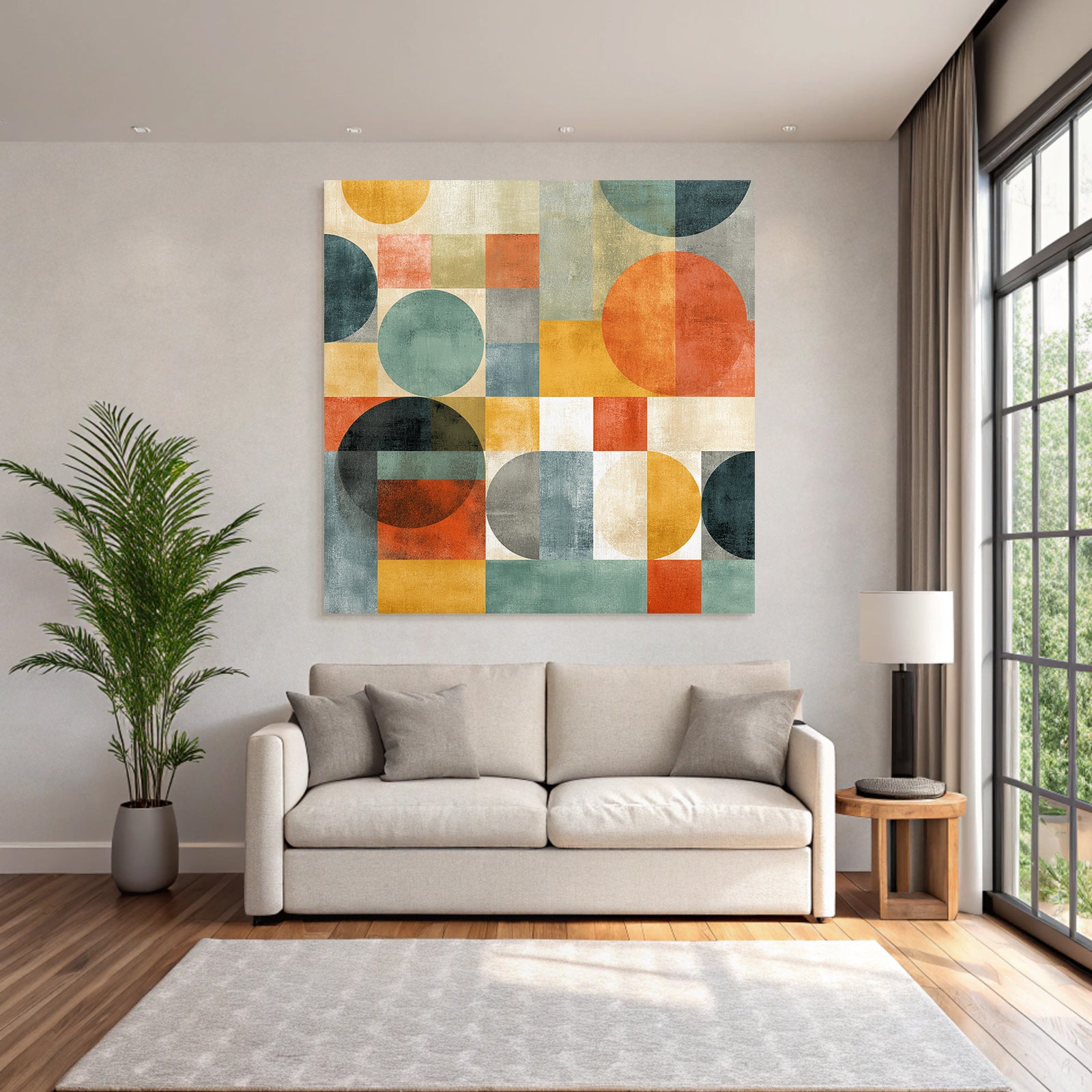 Abstraktes Design Kreise Quadrate Vielfaeltige Farben