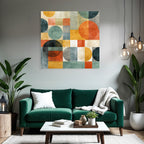 Abstraktes Design Kreise Quadrate Vielfaeltige Farben