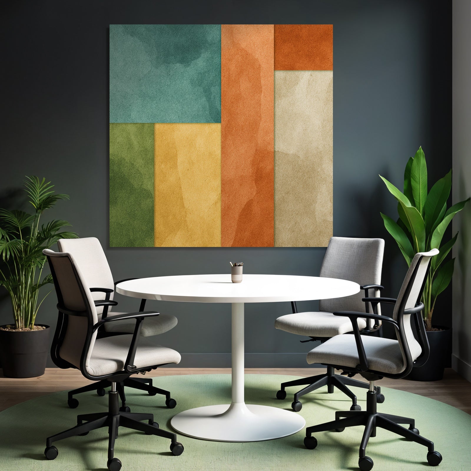 Abstraktes Design Mit Farbigen Formen Und Aquarell Textur