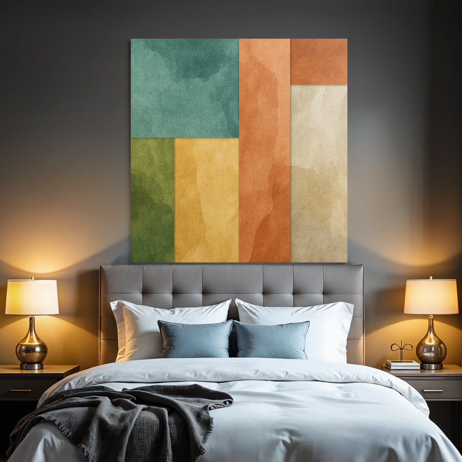 Abstraktes Design Mit Farbigen Formen Und Aquarell Textur