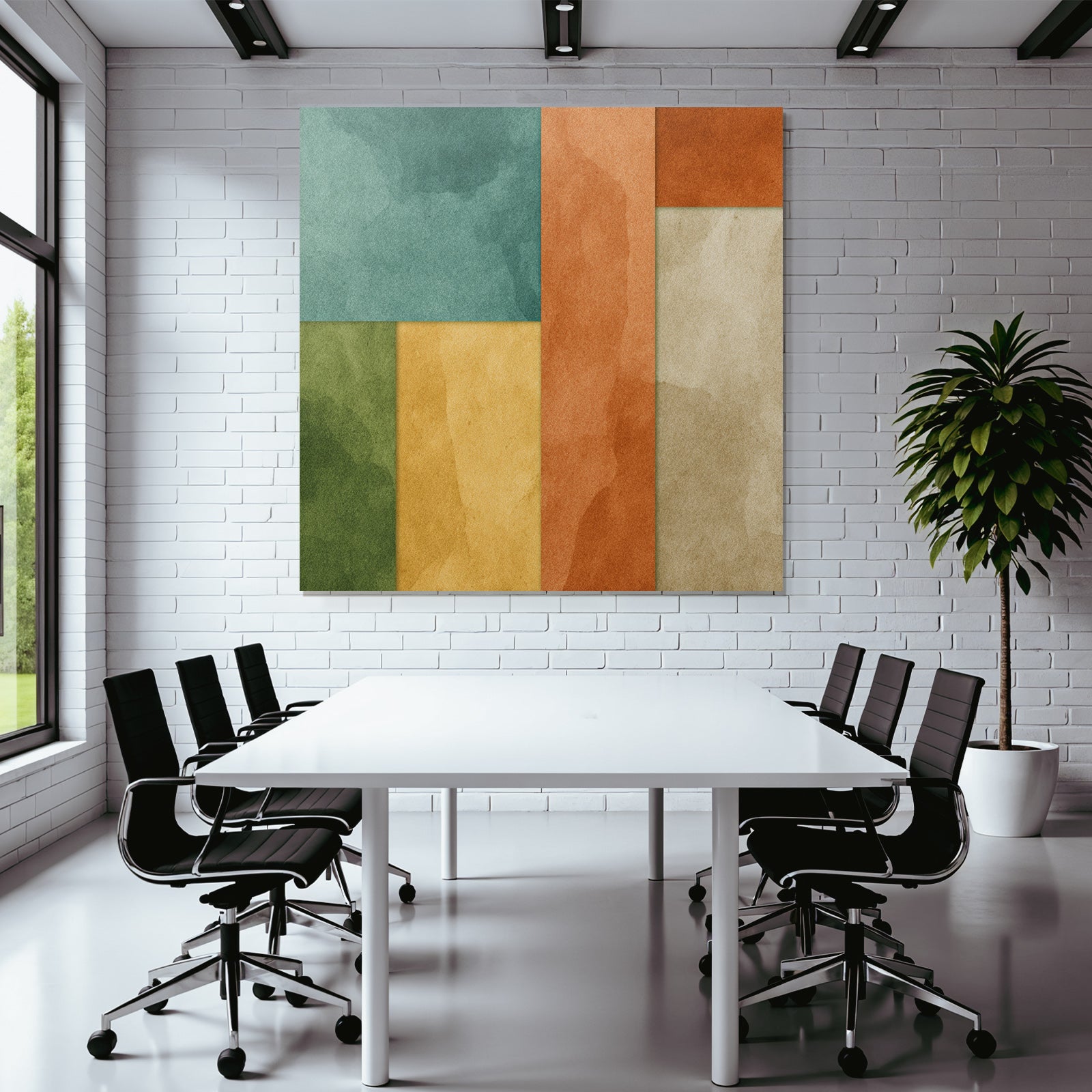 Abstraktes Design Mit Farbigen Formen Und Aquarell Textur