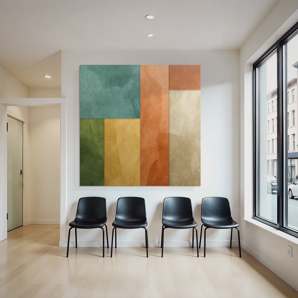 Abstraktes Design Mit Farbigen Formen Und Aquarell Textur