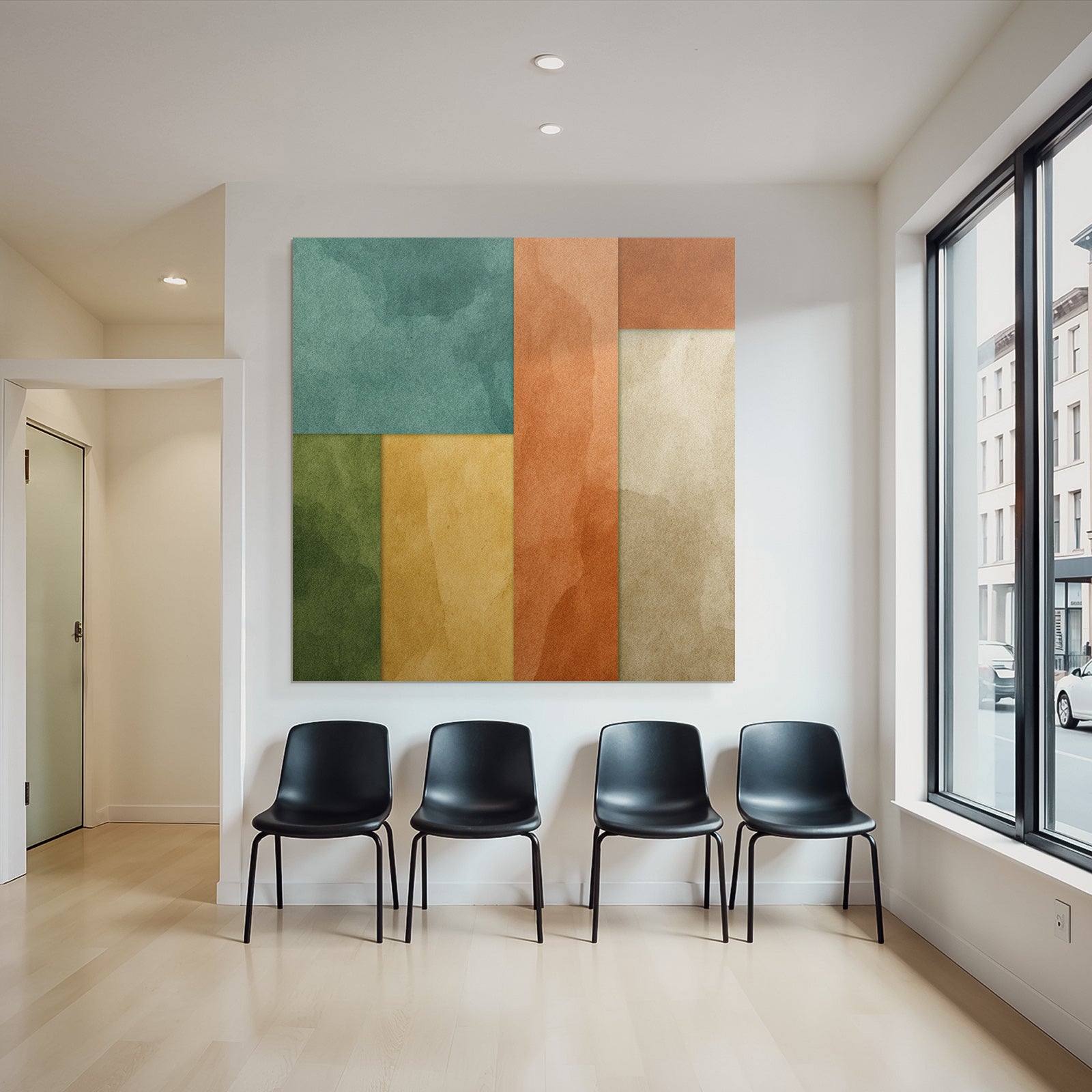 Abstraktes Design Mit Farbigen Formen Und Aquarell Textur