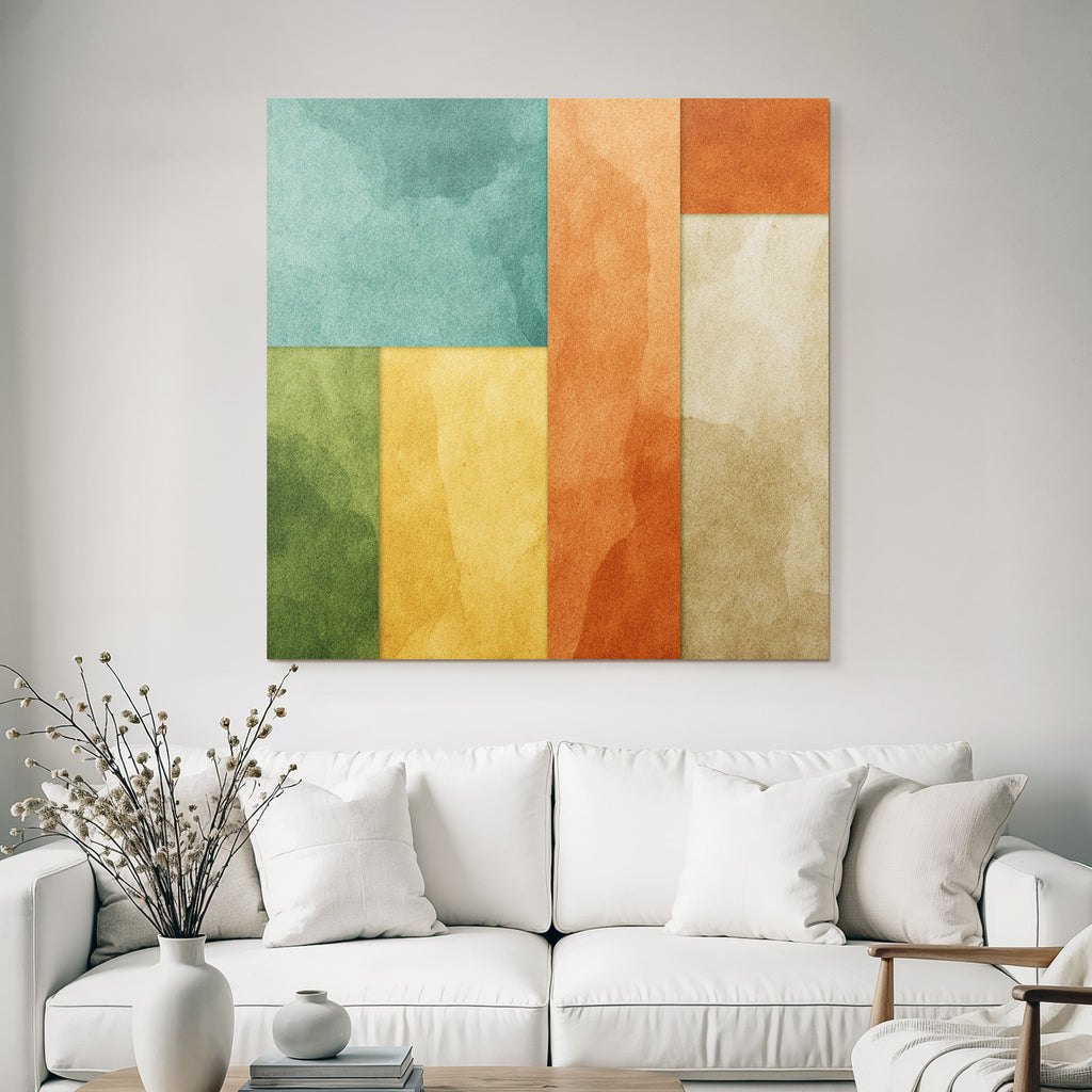 Abstraktes Design Mit Farbigen Formen Und Aquarell Textur
