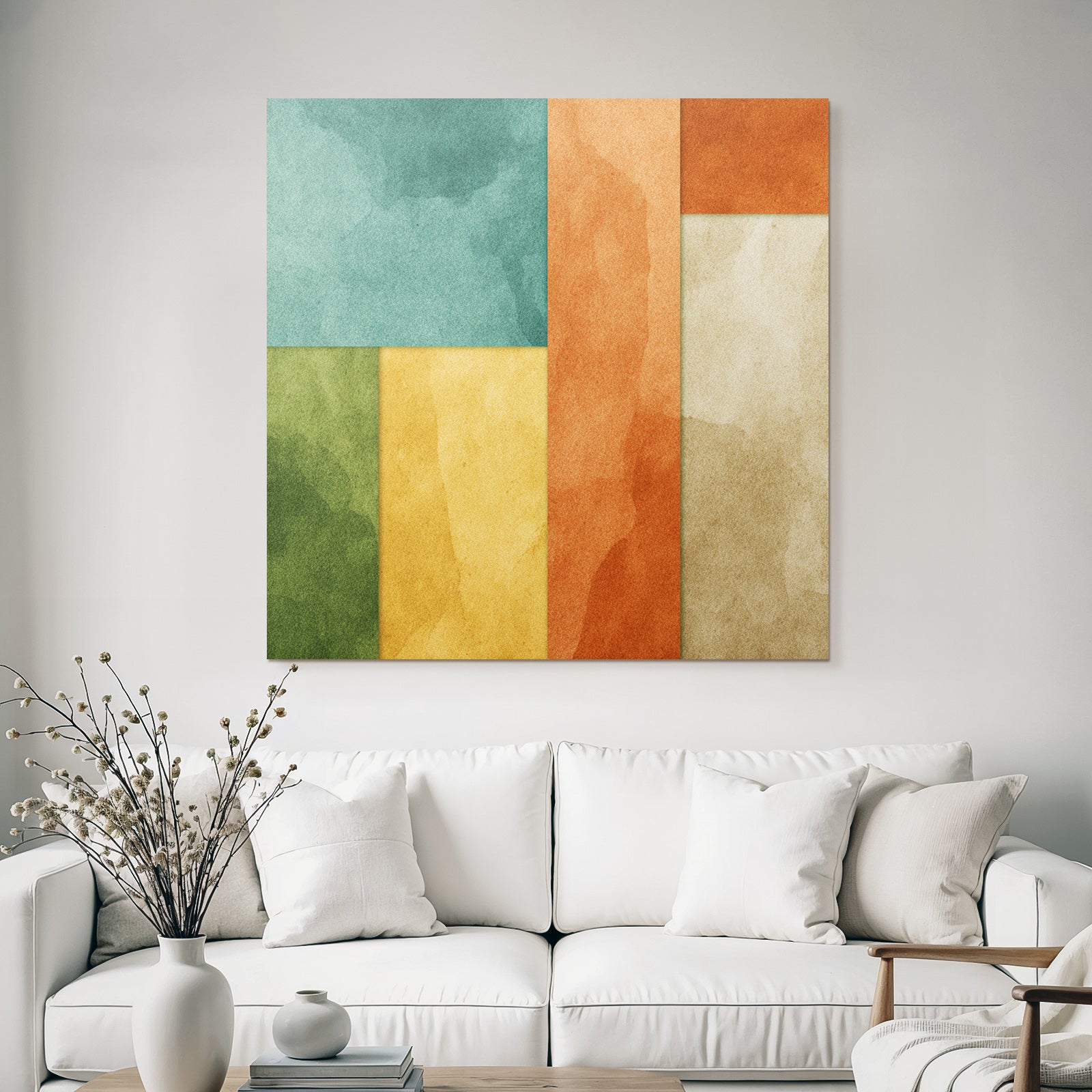 Abstraktes Design Mit Farbigen Formen Und Aquarell Textur