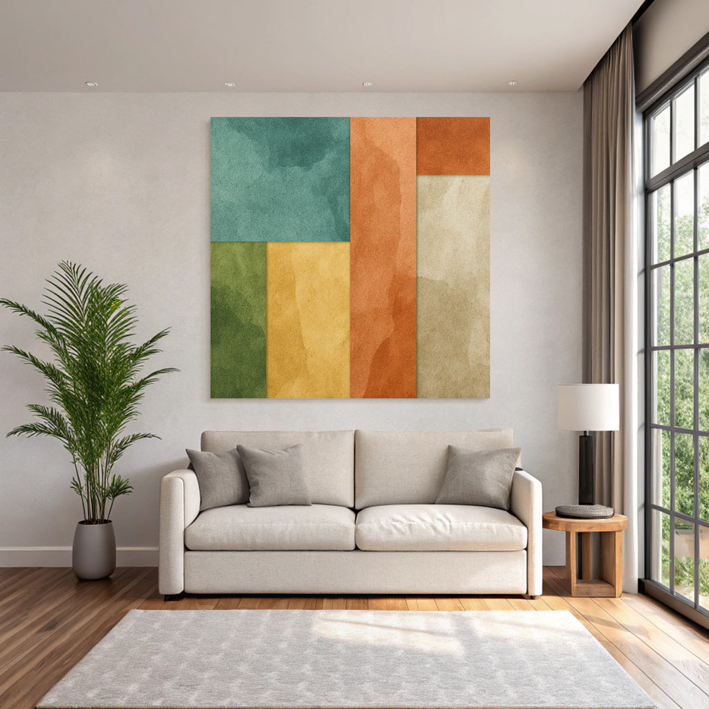 Abstraktes Design Mit Farbigen Formen Und Aquarell Textur