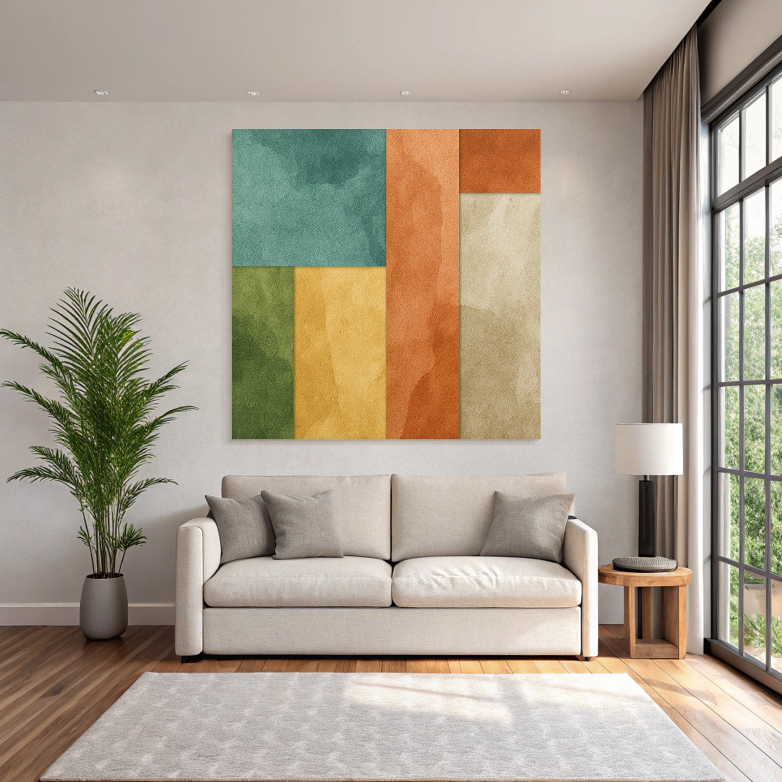 Abstraktes Design Mit Farbigen Formen Und Aquarell Textur