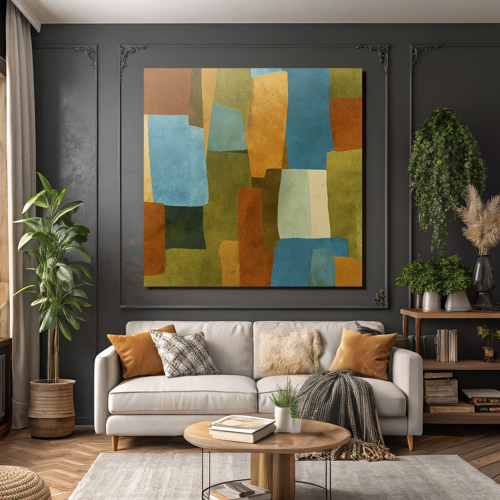 Abstraktes Design Mit Formen Und Farben Erdige Farbtoene