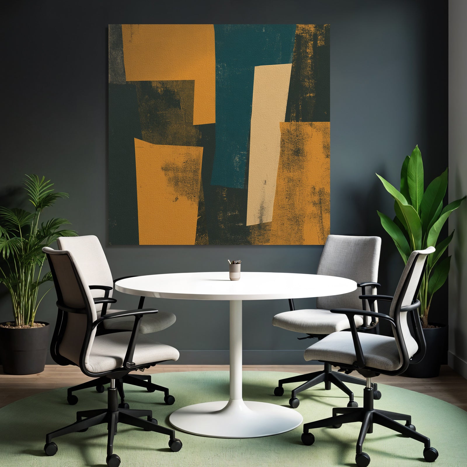 Abstraktes Design Orangen Blau Dunkel