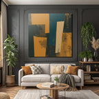 Abstraktes Design Orangen Blau Dunkel
