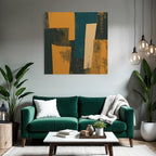 Abstraktes Design Orangen Blau Dunkel