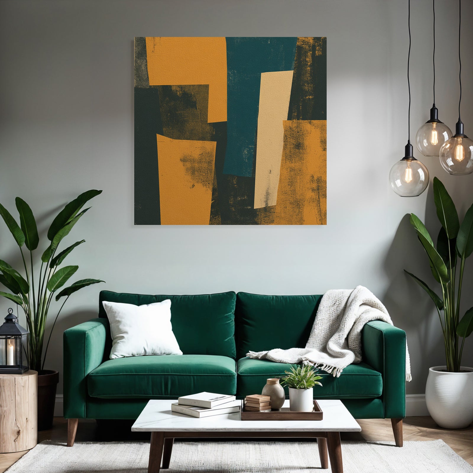 Abstraktes Design Orangen Blau Dunkel