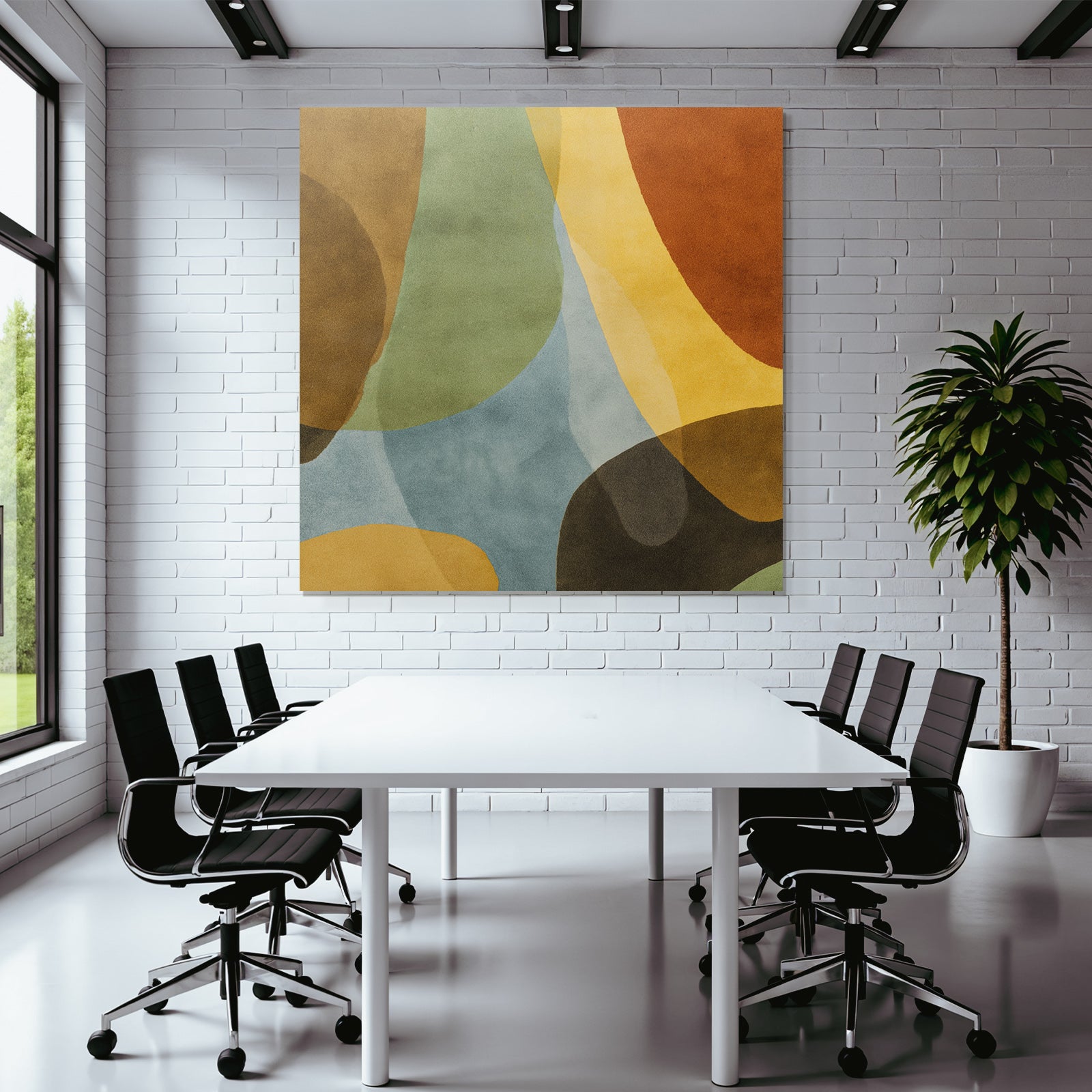 Abstraktes Design Organische Formen Viele Farben Braun Gruen Gelb Orange Blau