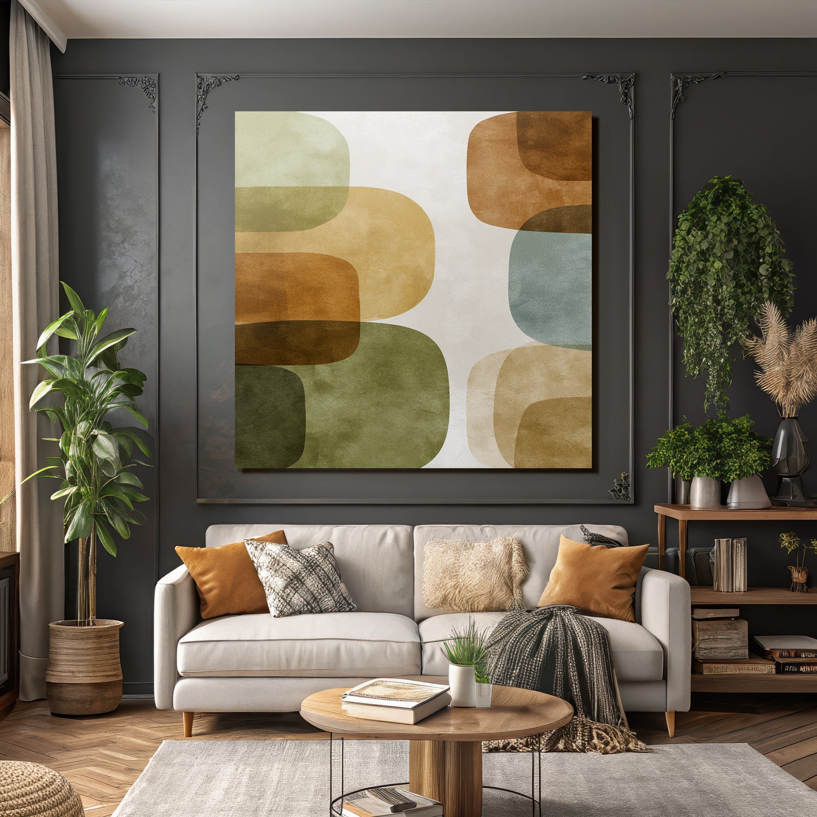 Abstraktes Design Ueberlappende Formen Erdtoene Textur