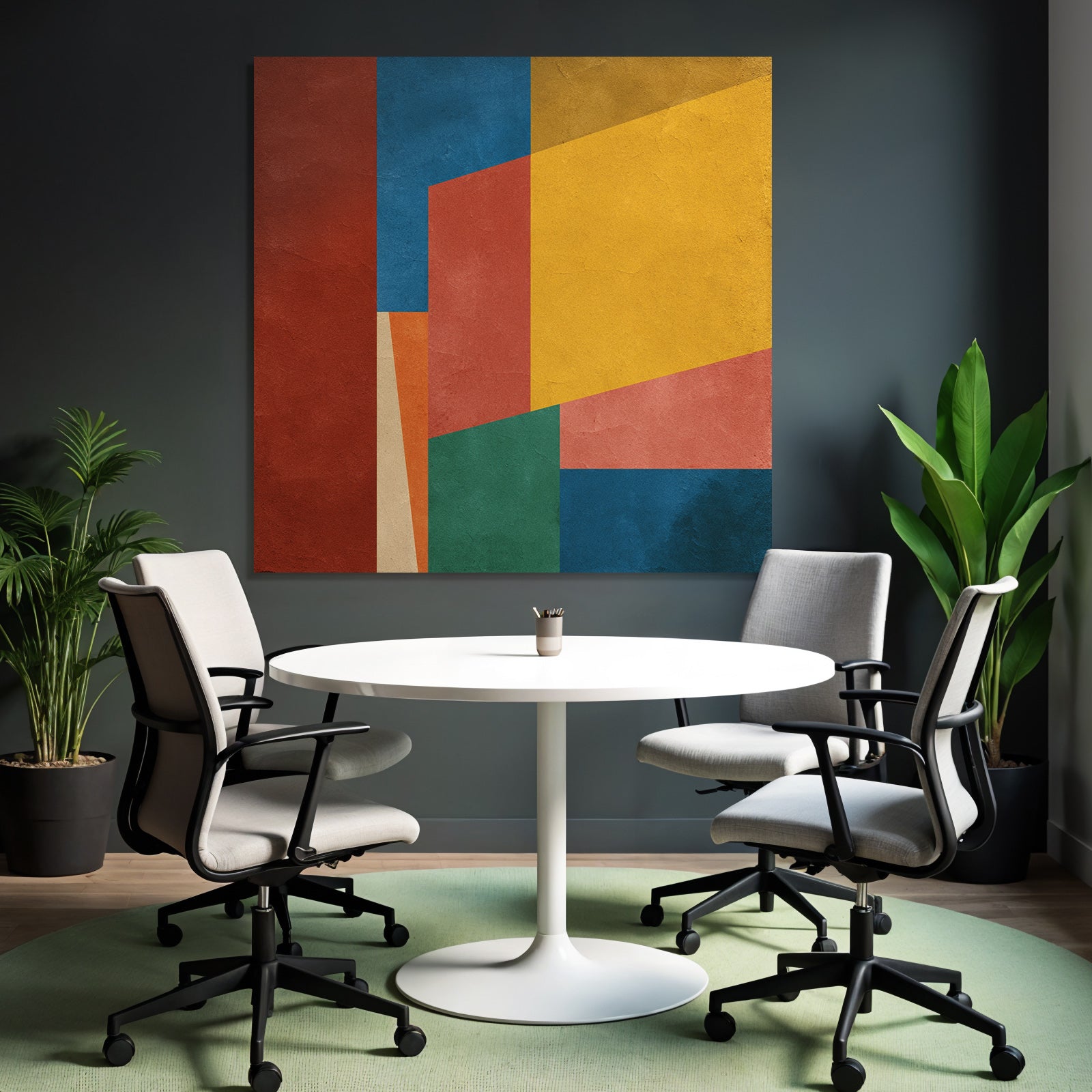 Abstraktes Geometrisches Design Farben Rot Blau Gelb Orange Gruen