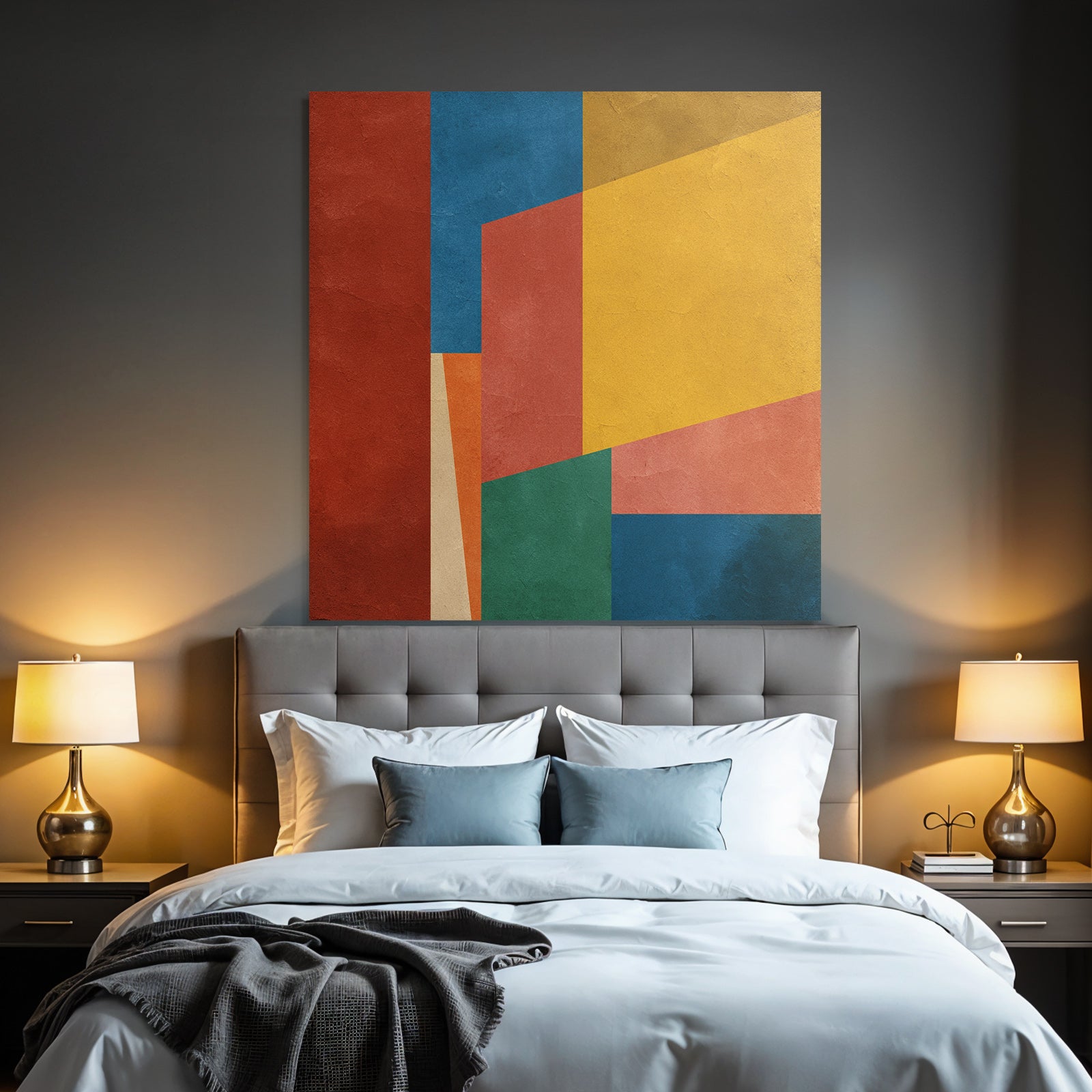 Abstraktes Geometrisches Design Farben Rot Blau Gelb Orange Gruen