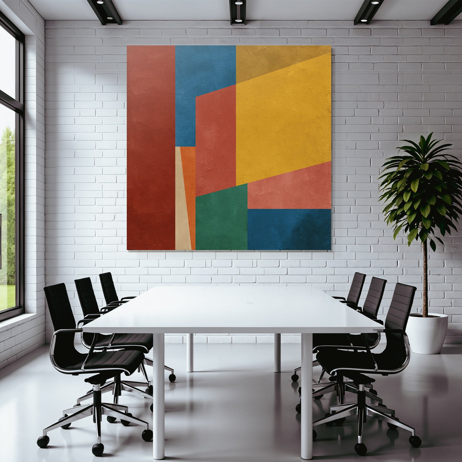 Abstraktes Geometrisches Design Farben Rot Blau Gelb Orange Gruen