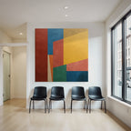 Abstraktes Geometrisches Design Farben Rot Blau Gelb Orange Gruen