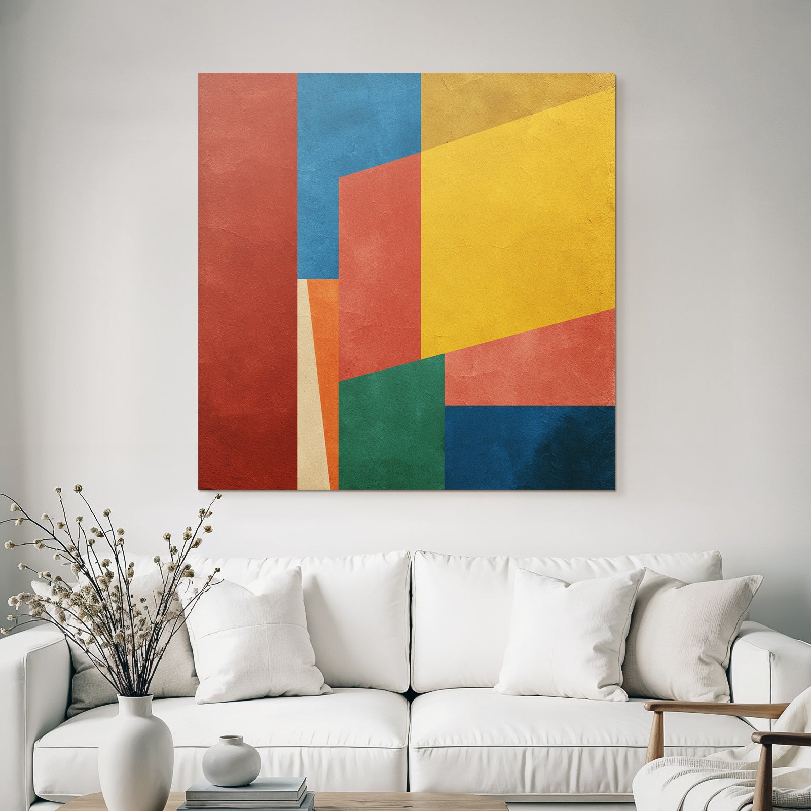 Abstraktes Geometrisches Design Farben Rot Blau Gelb Orange Gruen