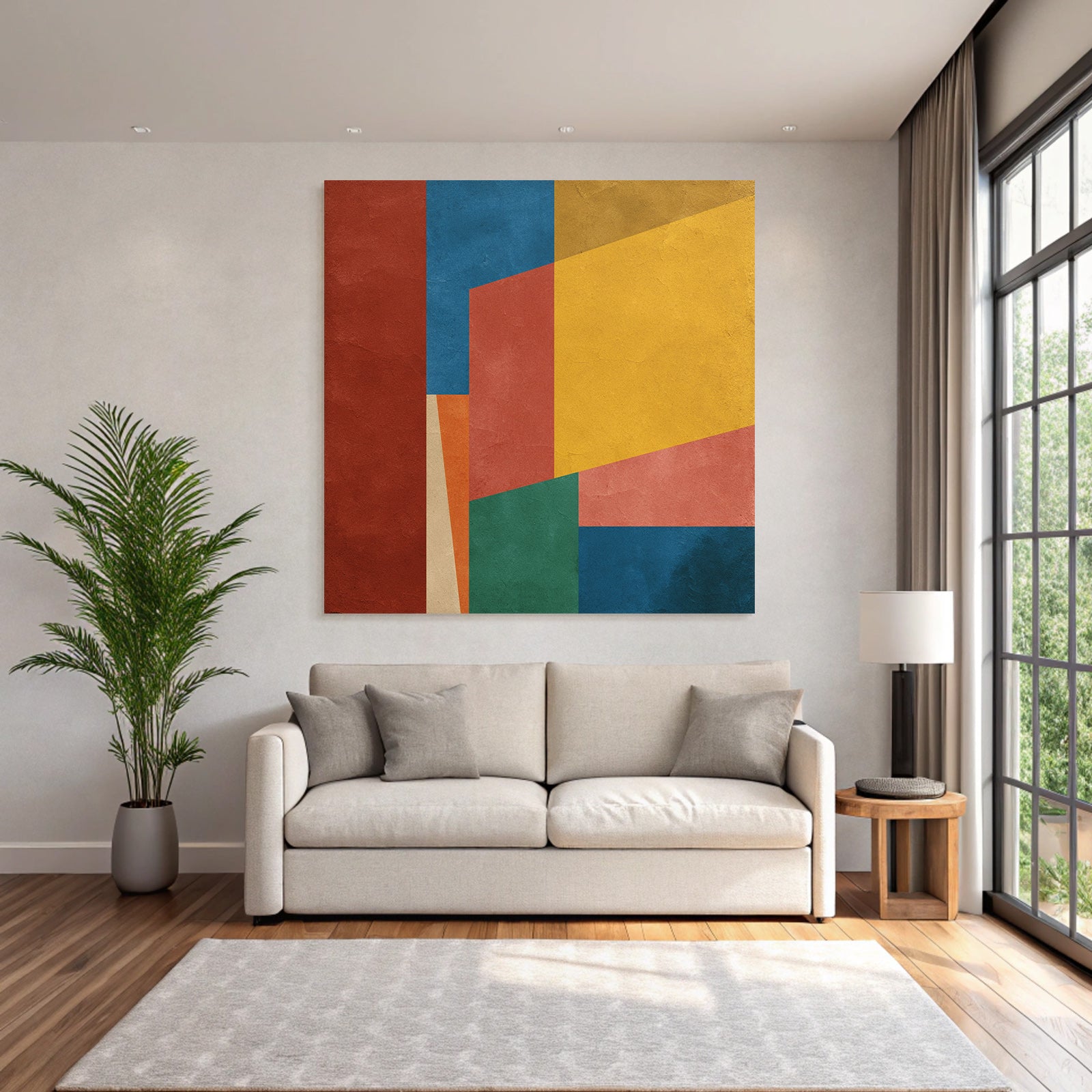 Abstraktes Geometrisches Design Farben Rot Blau Gelb Orange Gruen