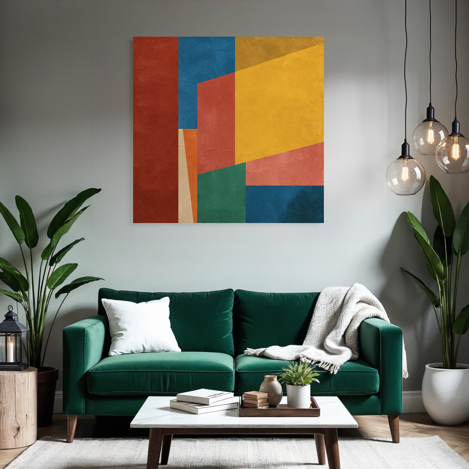 Abstraktes Geometrisches Design Farben Rot Blau Gelb Orange Gruen