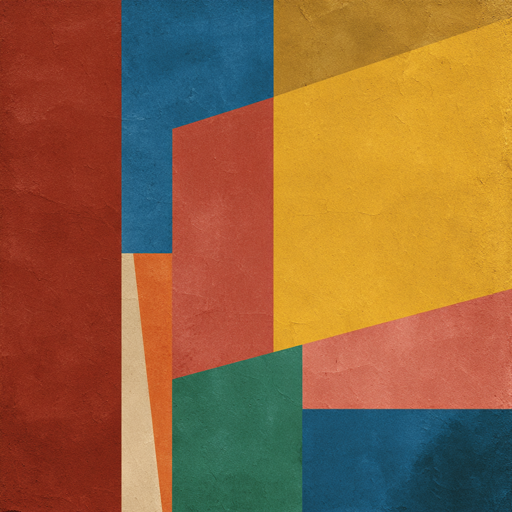 Abstraktes Geometrisches Design Farben Rot Blau Gelb Orange Gruen | Mid Century Modern | Einrichtungsstile