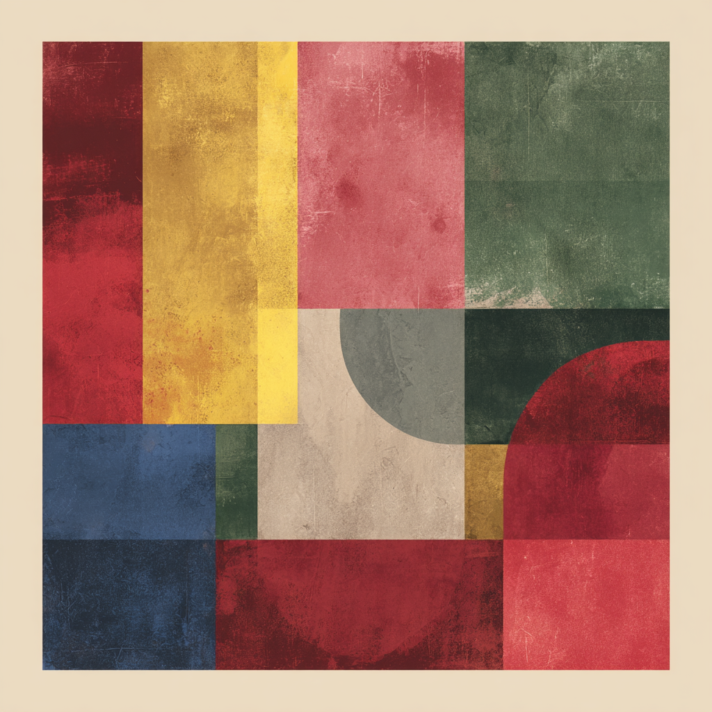 Abstraktes Geometrisches Kunstwerk Bunt | Mid Century Modern | Einrichtungsstile