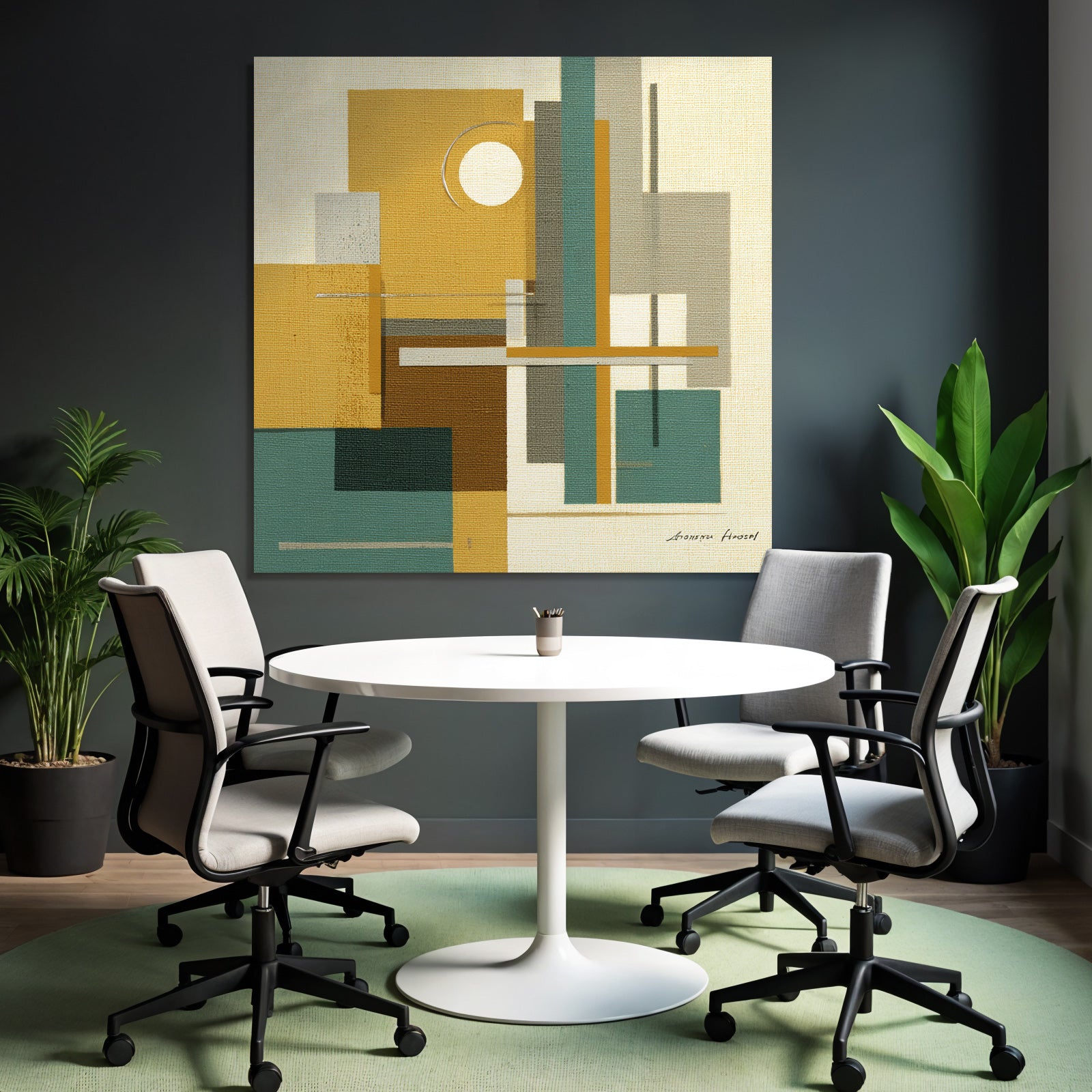 Abstraktes Kunstwerk Geometrische Formen Sanfte Farben