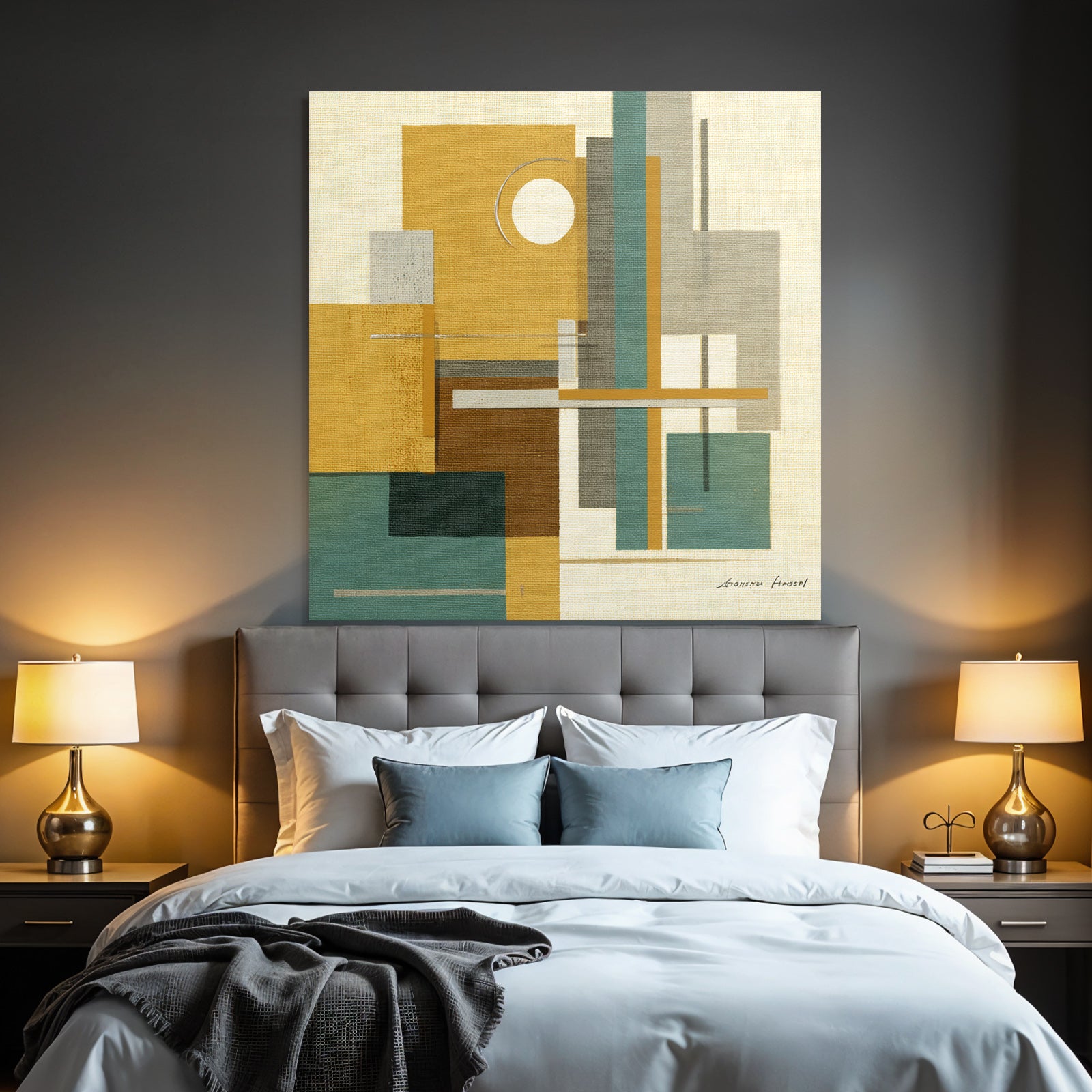 Abstraktes Kunstwerk Geometrische Formen Sanfte Farben