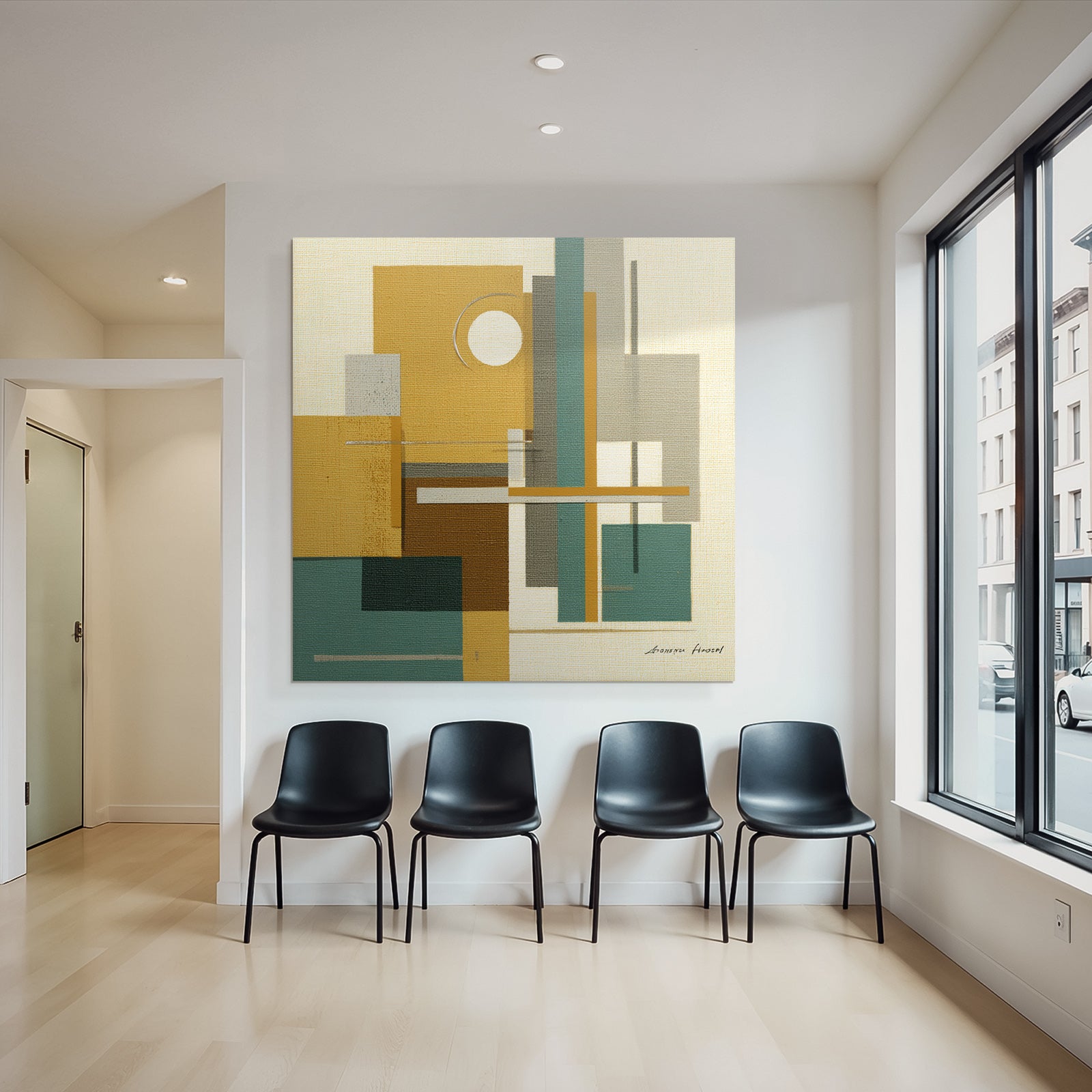 Abstraktes Kunstwerk Geometrische Formen Sanfte Farben
