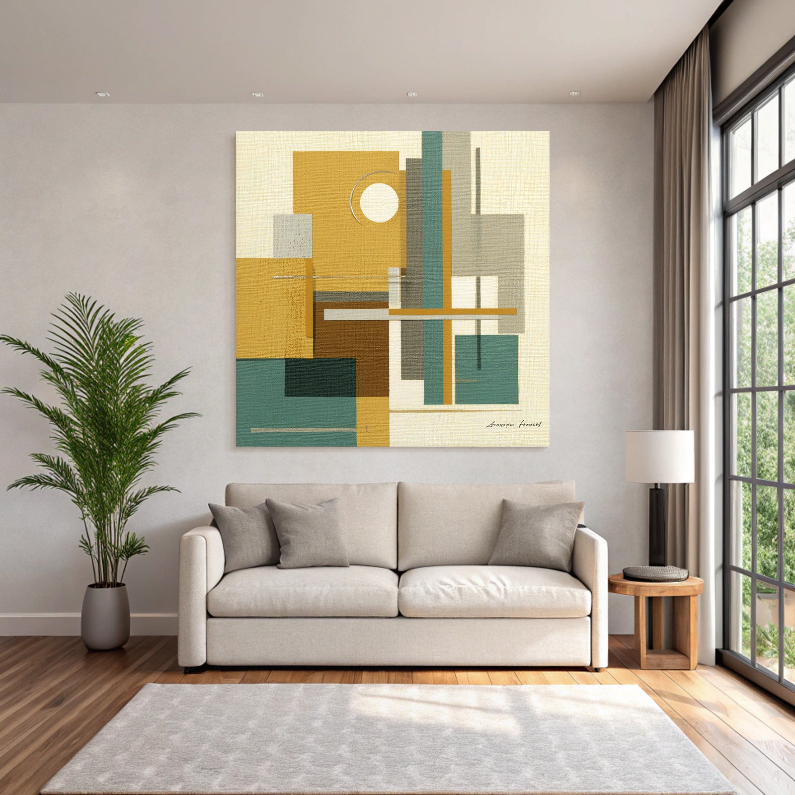 Abstraktes Kunstwerk Geometrische Formen Sanfte Farben