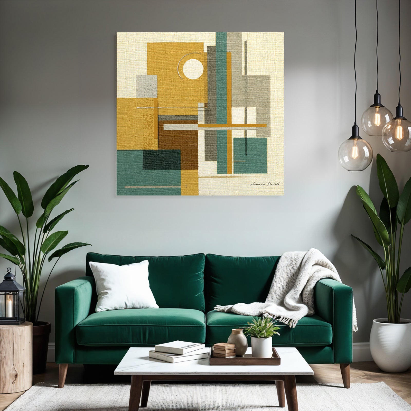 Abstraktes Kunstwerk Geometrische Formen Sanfte Farben