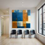 Abstraktes Muster Blau Orange Neutrale Farben Rechteckige Formen
