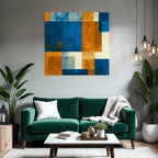 Abstraktes Muster Blau Orange Neutrale Farben Rechteckige Formen