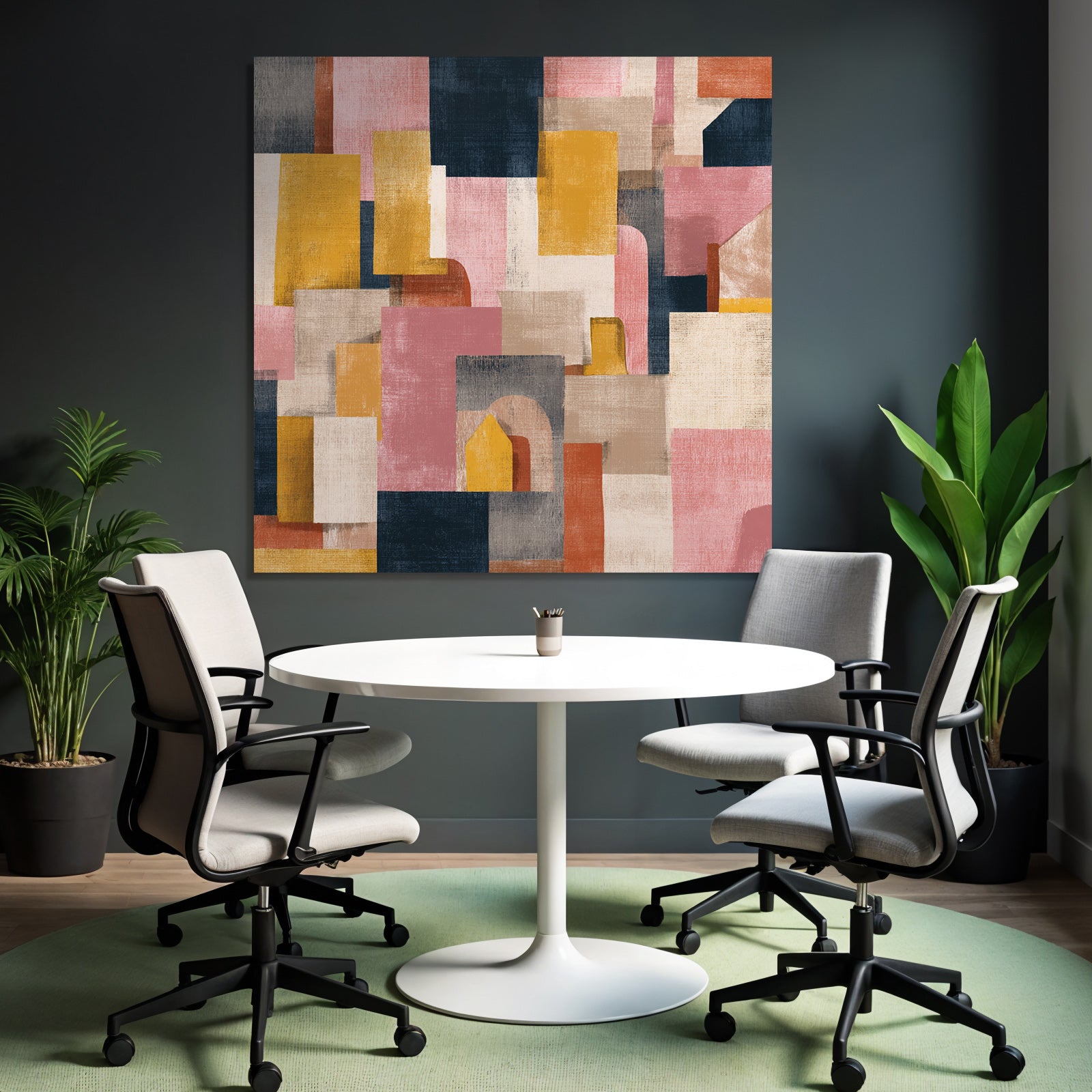 Abstraktes Muster In Pink Gelb Blau Und Beige