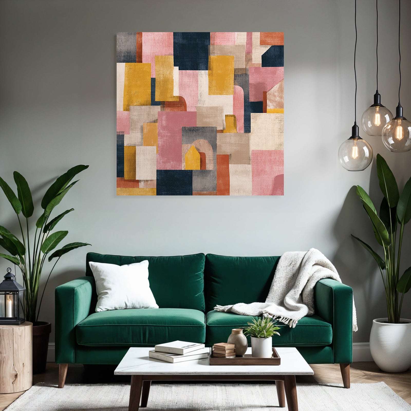 Abstraktes Muster In Pink Gelb Blau Und Beige