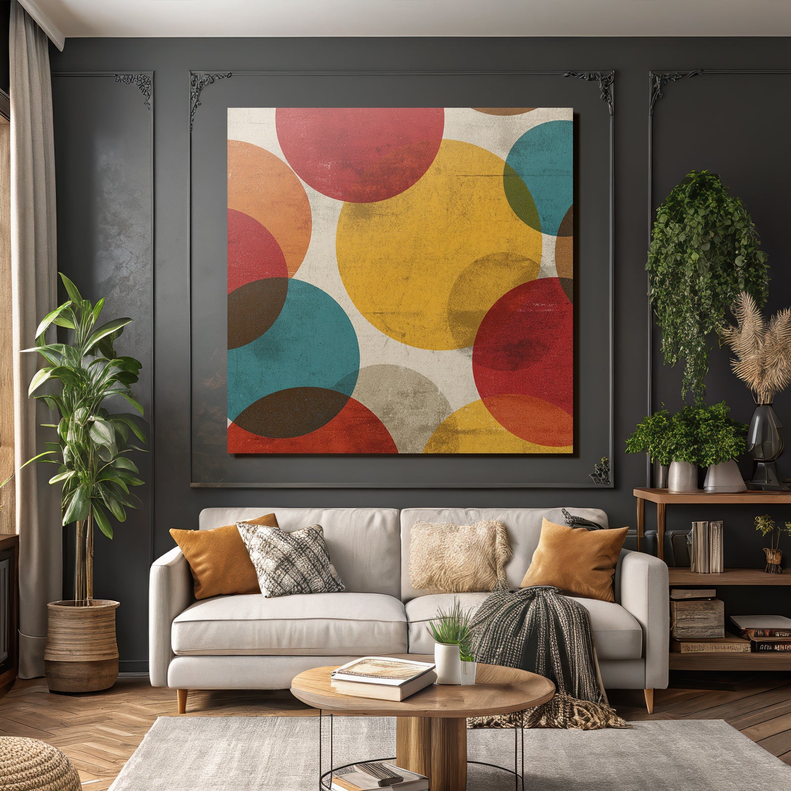 Bunte Kreise Mit Texturiertem Hintergrund