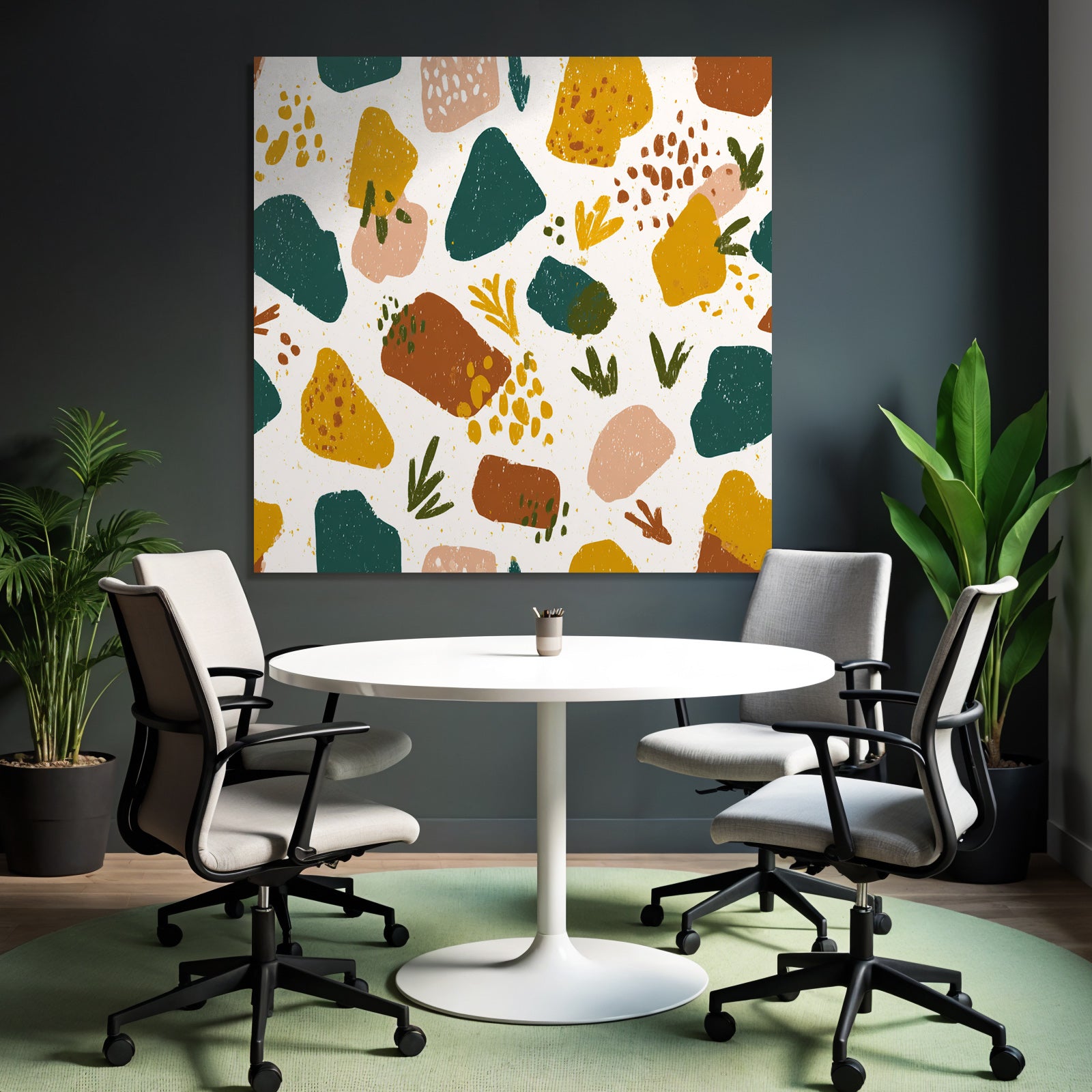Bunte Organische Formen Abstraktes Muster Textil Wallpaper
