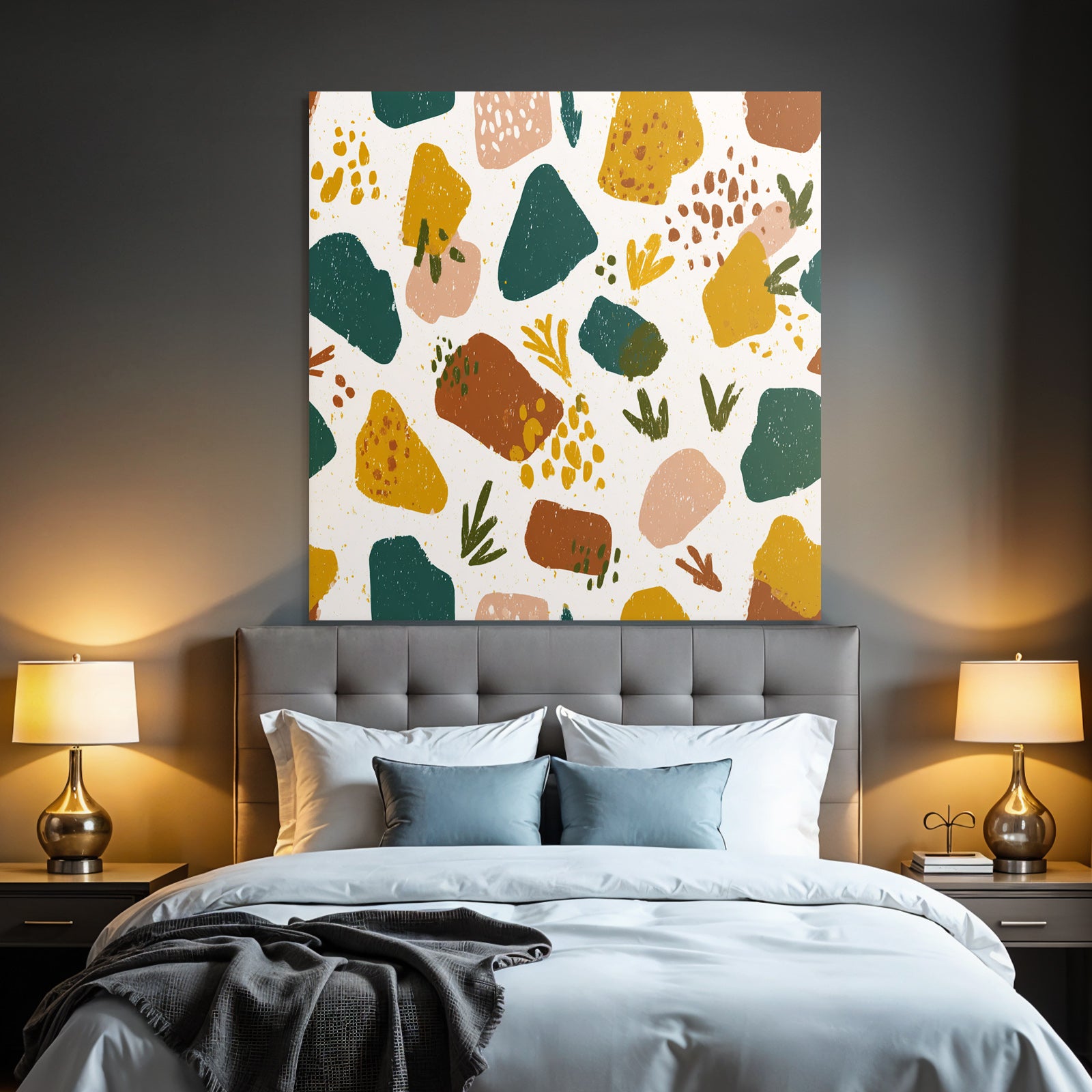 Bunte Organische Formen Abstraktes Muster Textil Wallpaper