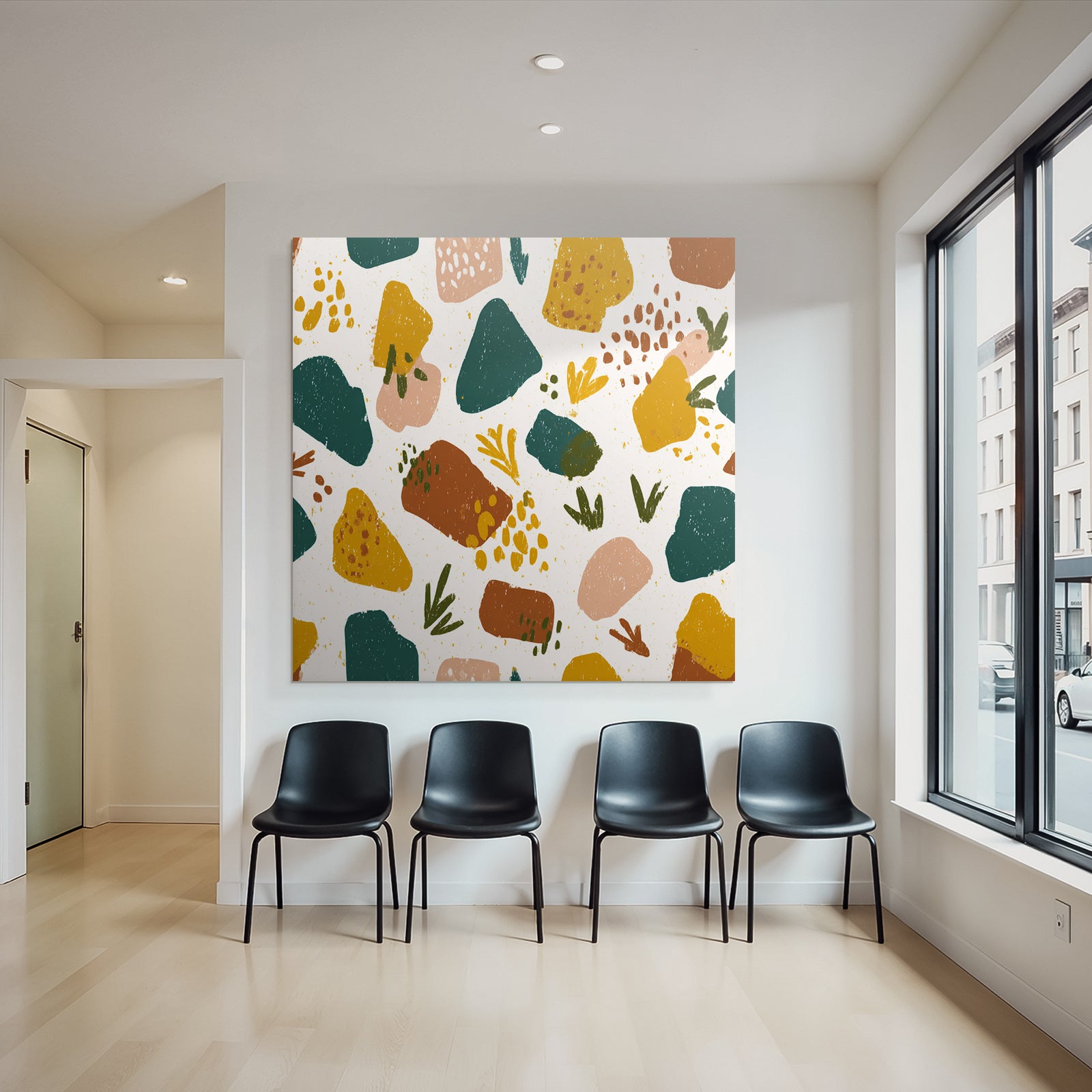 Bunte Organische Formen Abstraktes Muster Textil Wallpaper