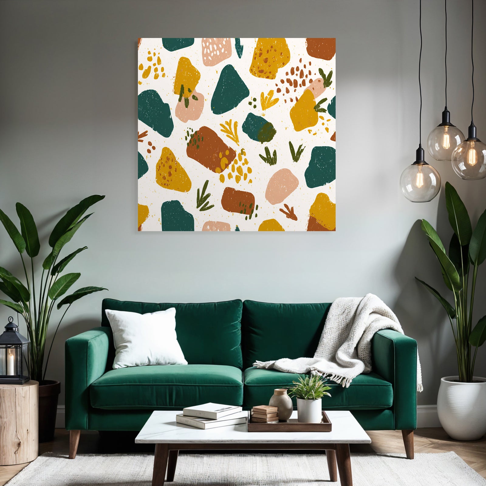 Bunte Organische Formen Abstraktes Muster Textil Wallpaper