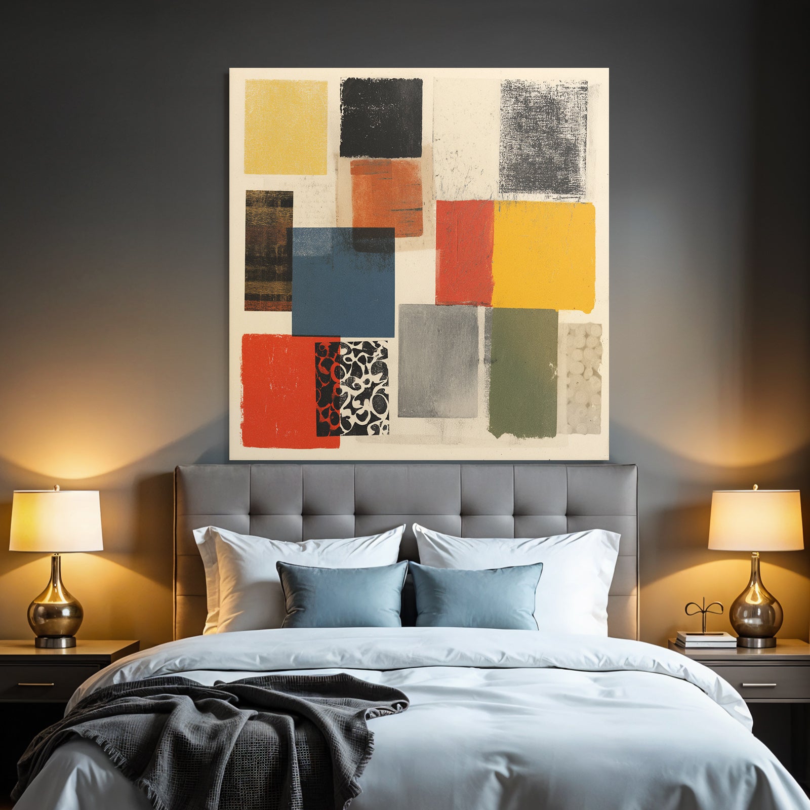 Collage Bunte Quadrate Texturen Auf Hellem Hintergrund