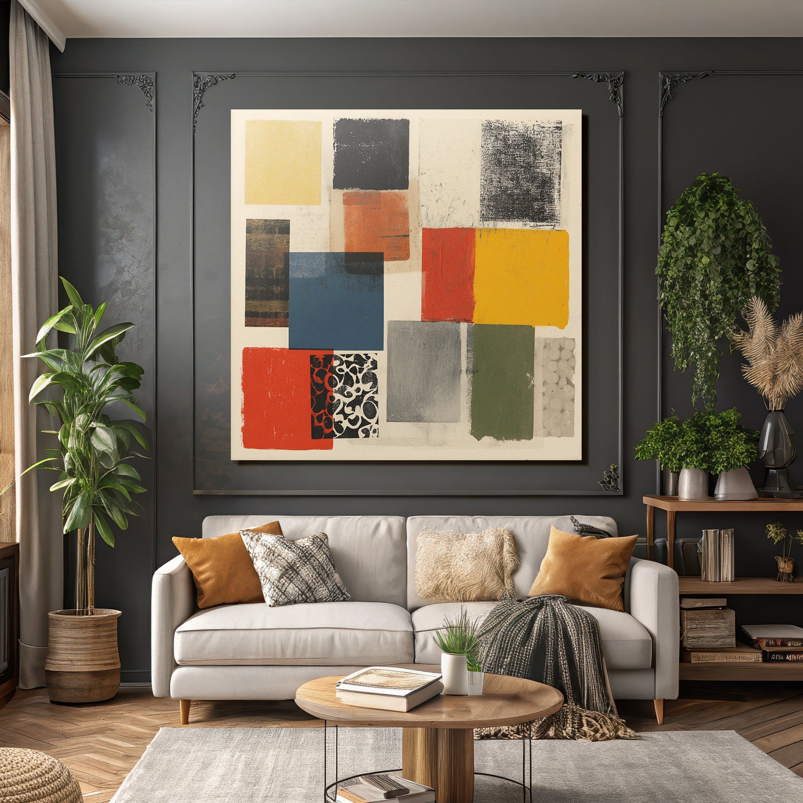Collage Bunte Quadrate Texturen Auf Hellem Hintergrund