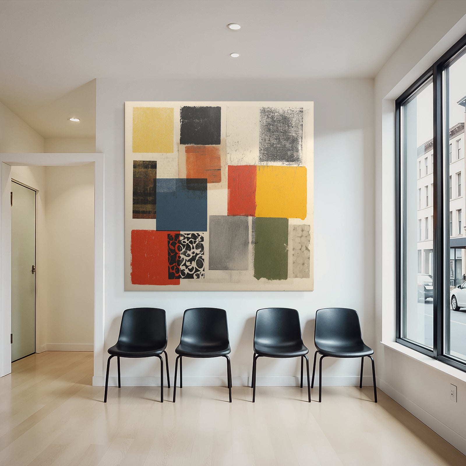 Collage Bunte Quadrate Texturen Auf Hellem Hintergrund