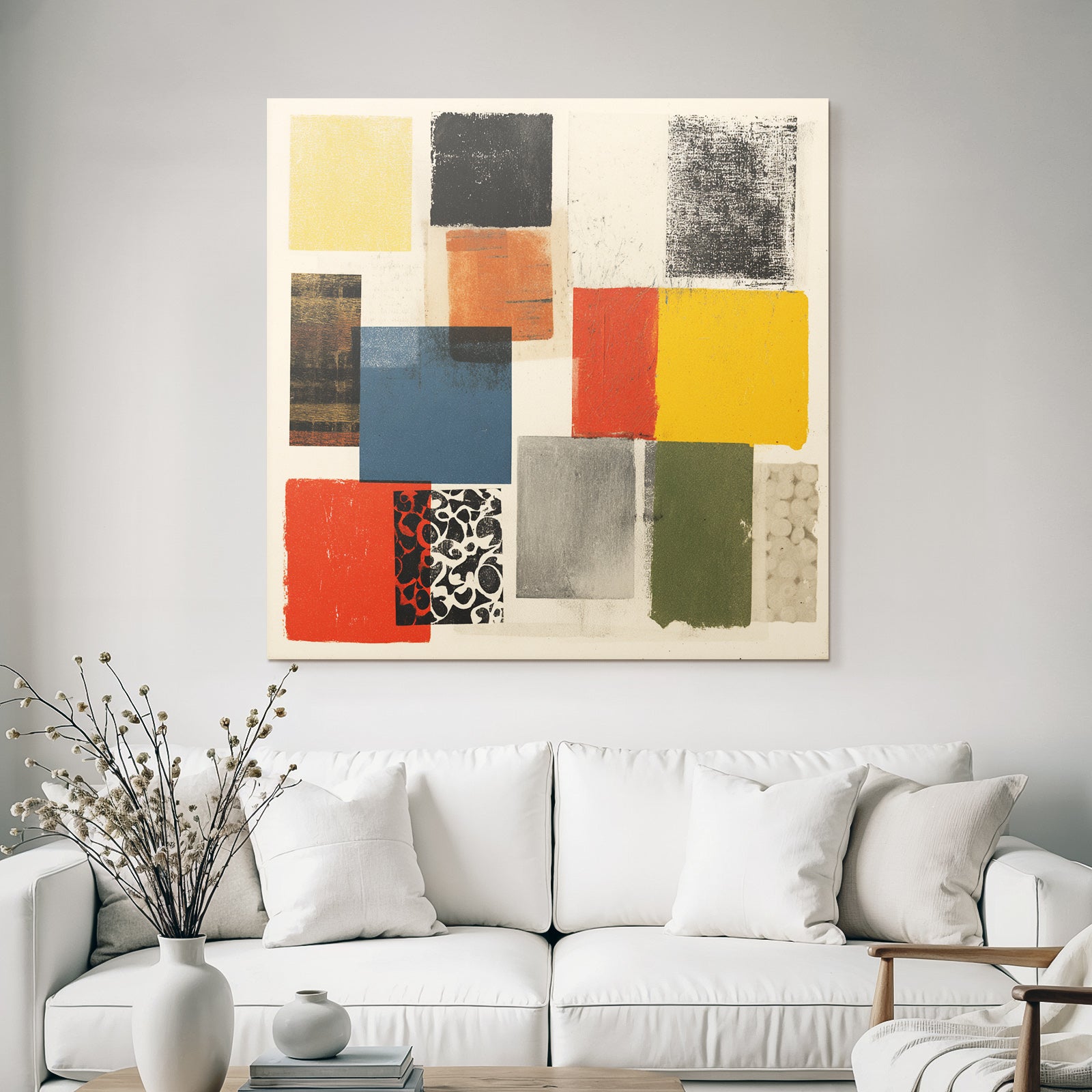 Collage Bunte Quadrate Texturen Auf Hellem Hintergrund