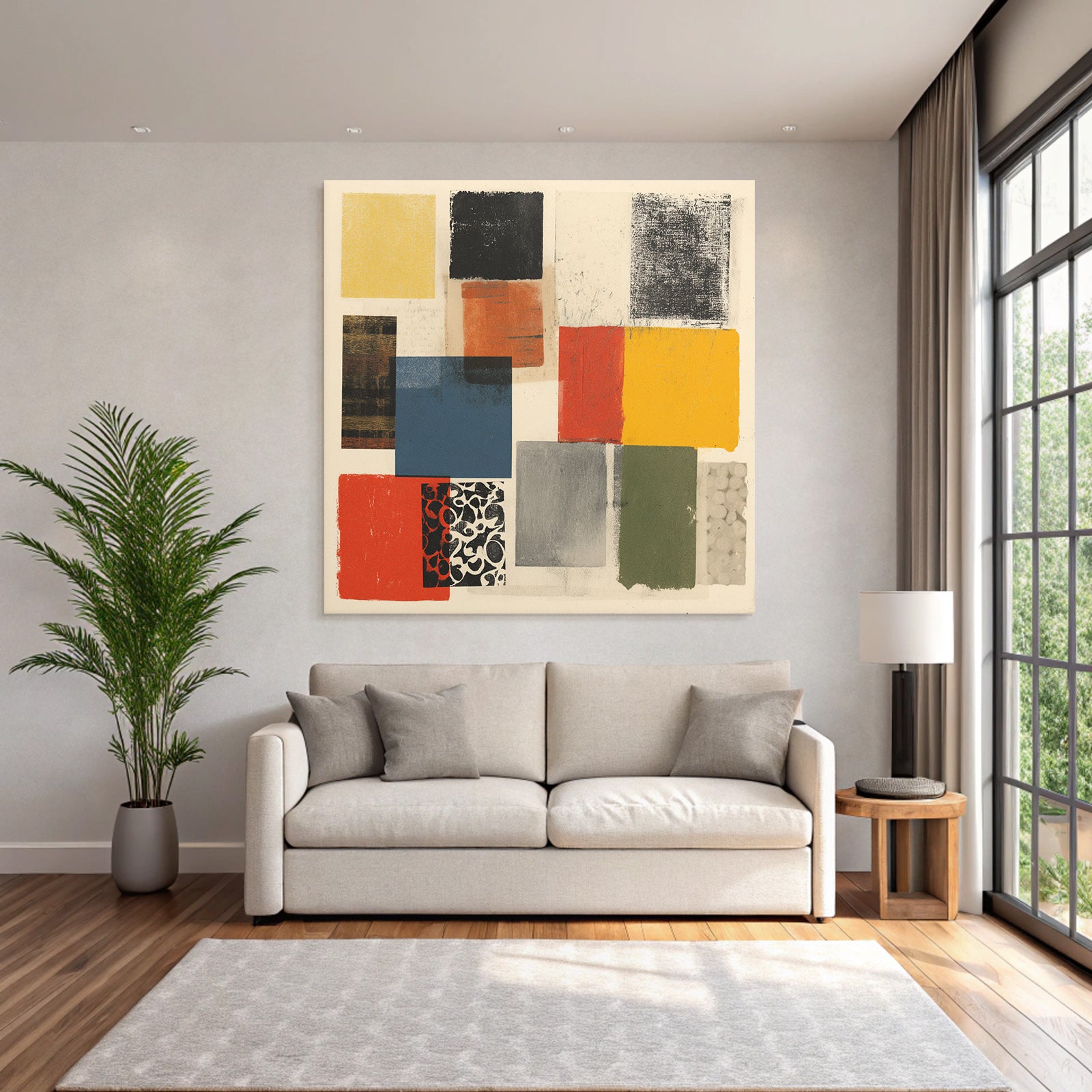 Collage Bunte Quadrate Texturen Auf Hellem Hintergrund