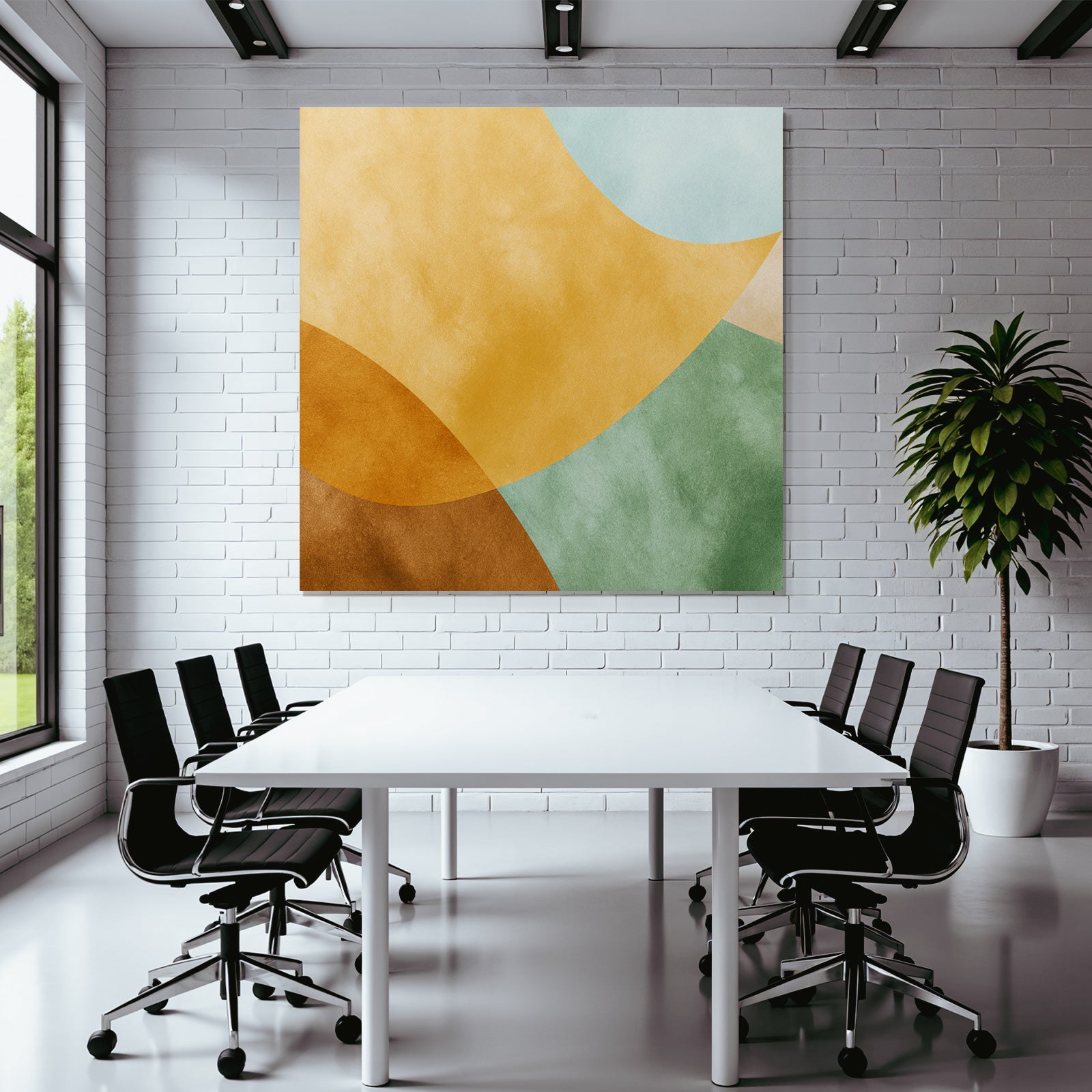Farbenfrohes Abstraktes Design Mit Fliessenden Formen Gold Gruen Blau