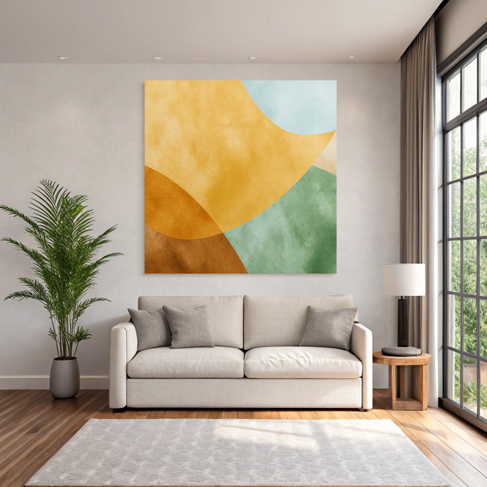 Farbenfrohes Abstraktes Design Mit Fliessenden Formen Gold Gruen Blau