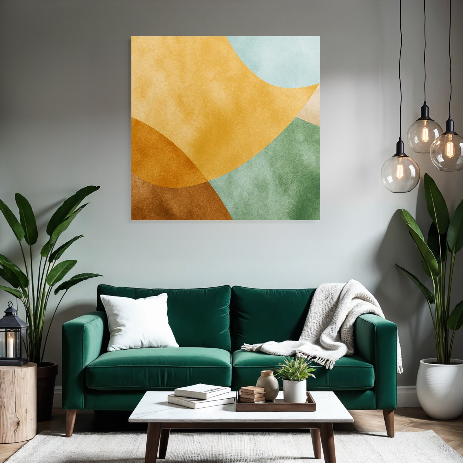 Farbenfrohes Abstraktes Design Mit Fliessenden Formen Gold Gruen Blau